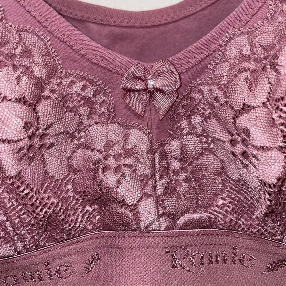 Sports Bra Low Impact Ramie Made in Korea Lace Front No Wire Pullover Bra - Picture 3 of 6